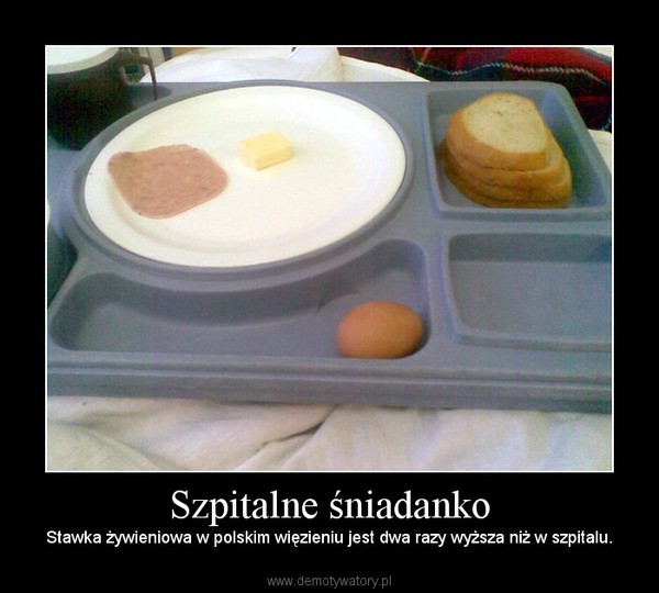 Szpitalne śniadanko – Stawka żywieniowa w polskim więzieniu jest dwa razy wyższa niż w szpitalu. 