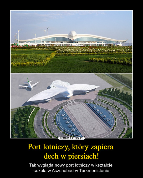 Port lotniczy, który zapiera dech w piersiach! – Tak wygląda nowy port lotniczy w kształcie sokoła w Aszchabad w Turkmenistanie 