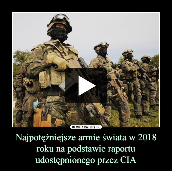 Najpotężniejsze armie świata w 2018 roku na podstawie raportu udostępnionego przez CIA –  