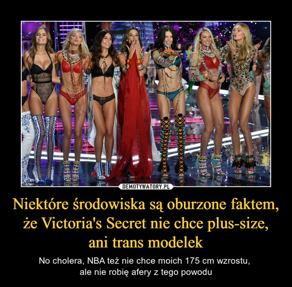 Niektóre środowiska są oburzone faktem, że Victoria's Secret nie chce plus-size, ani trans modelek – No cholera, NBA też nie chce moich 175 cm wzrostu, ale nie robię afery z tego powodu 