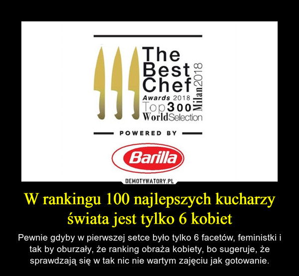W rankingu 100 najlepszych kucharzy świata jest tylko 6 kobiet