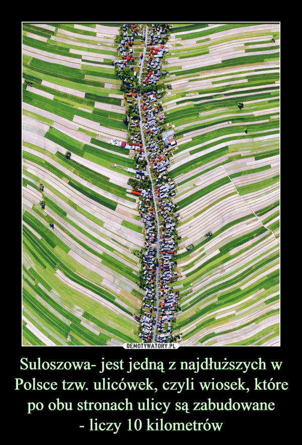 Suloszowa- jest jedną z najdłuższych w Polsce tzw. ulicówek, czyli wiosek, które po obu stronach ulicy są zabudowane- liczy 10 kilometrów –  