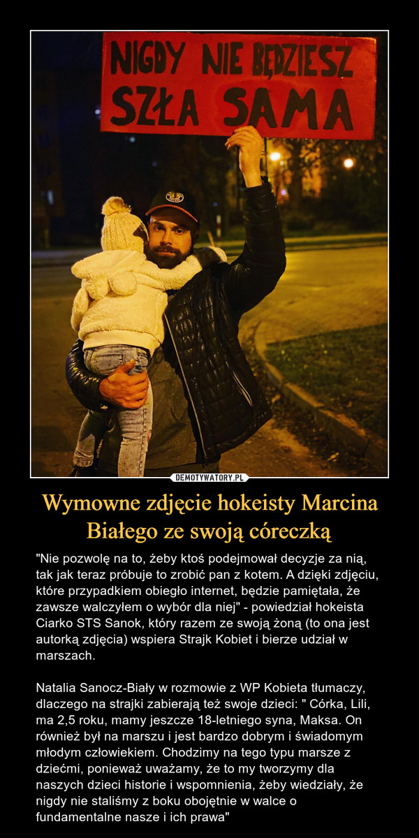 Wymowne zdjęcie hokeisty Marcina Białego ze swoją córeczką
