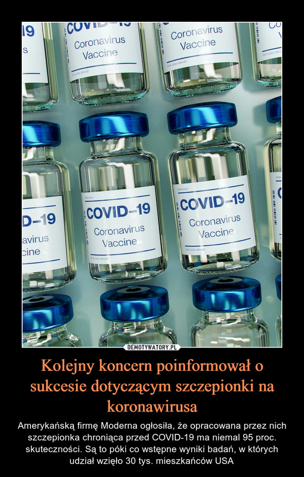 Kolejny koncern poinformował o sukcesie dotyczącym szczepionki na koronawirusa