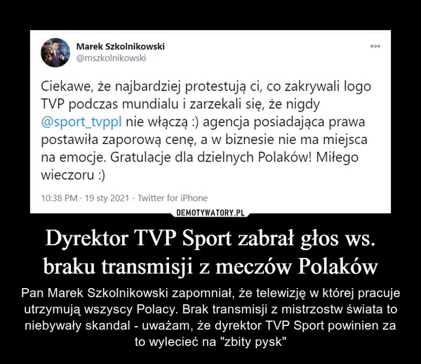 Dyrektor TVP Sport zabrał głos ws. braku transmisji z meczów Polaków