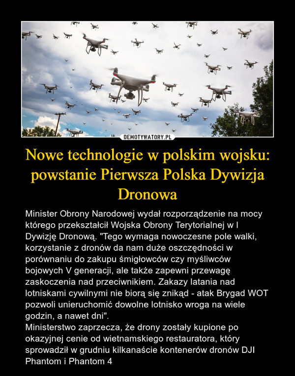 Nowe technologie w polskim wojsku: powstanie Pierwsza Polska Dywizja Dronowa