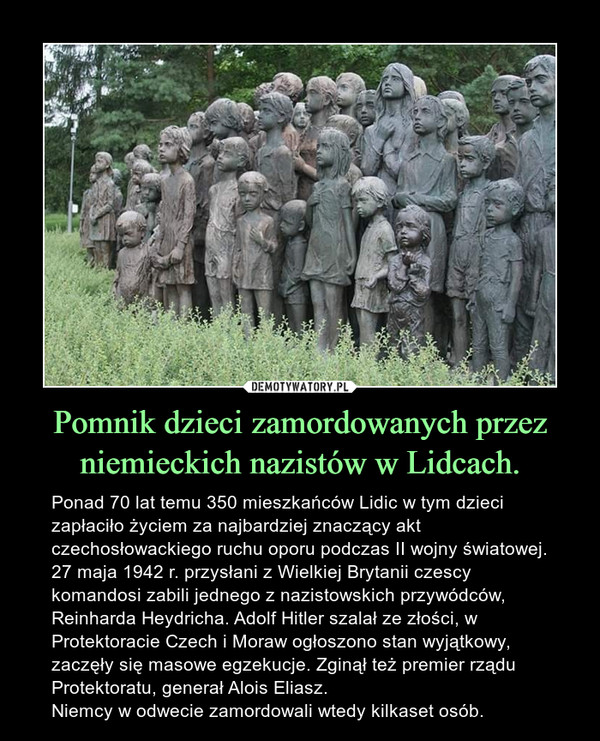 Pomnik dzieci zamordowanych przez niemieckich nazistów w Lidcach.