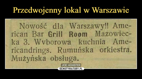 Przedwojenny lokal w Warszawie