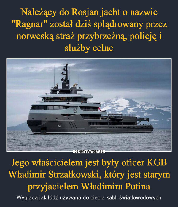 Należący do Rosjan jacht o nazwie "Ragnar" został dziś splądrowany przez norweską straż przybrzeżną, policję i służby celne Jego właścicielem jest były oficer KGB Władimir Strzałkowski, który jest starym przyjacielem Władimira Putina