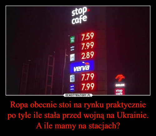 Ropa obecnie stoi na rynku praktycznie po tyle ile stała przed wojną na Ukrainie. A ile mamy na stacjach?