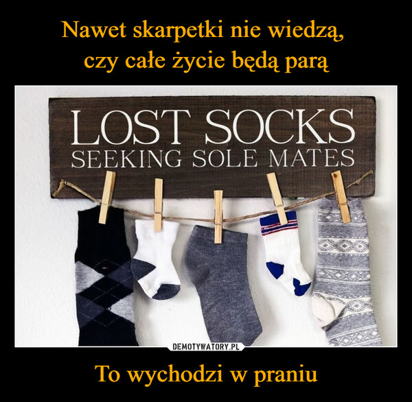 To wychodzi w praniu –  lost socks