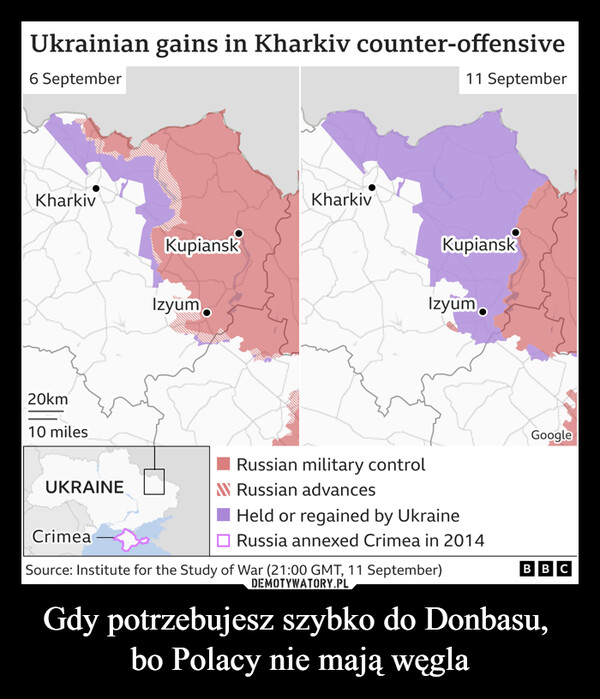 Gdy potrzebujesz szybko do Donbasu, bo Polacy nie mają węgla –  Ukrainian gains in Kharkiv counter-offensive