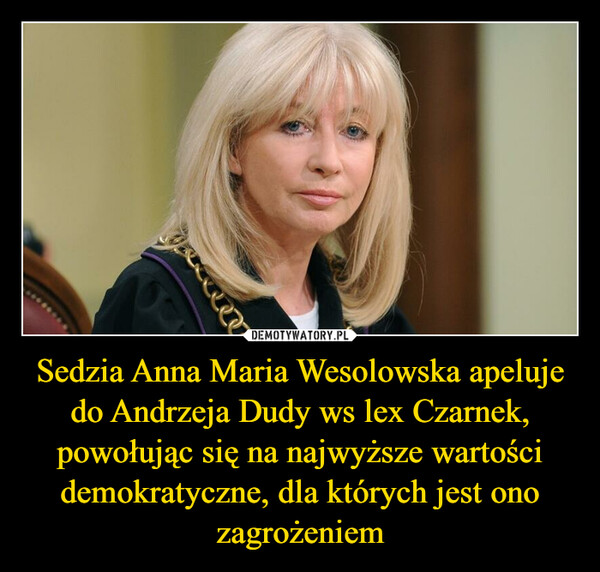 Sedzia Anna Maria Wesolowska apeluje do Andrzeja Dudy ws lex Czarnek, powołując się na najwyższe wartości demokratyczne, dla których jest ono zagrożeniem