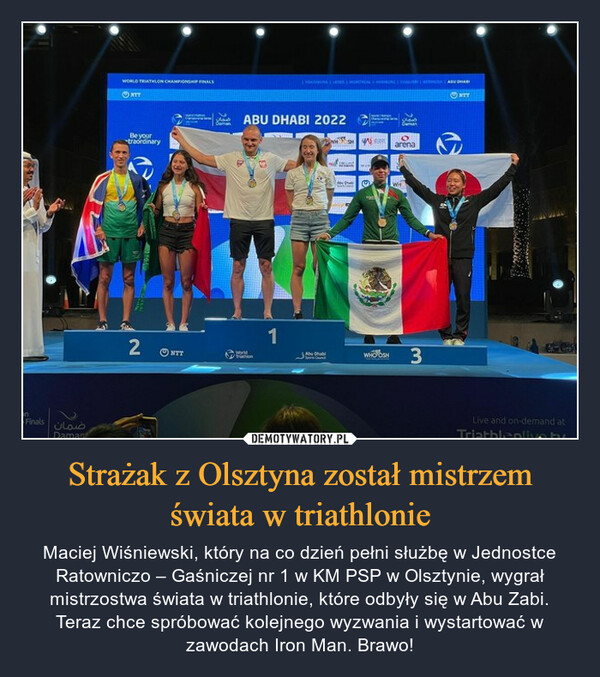 Strażak z Olsztyna został mistrzem świata w triathlonie