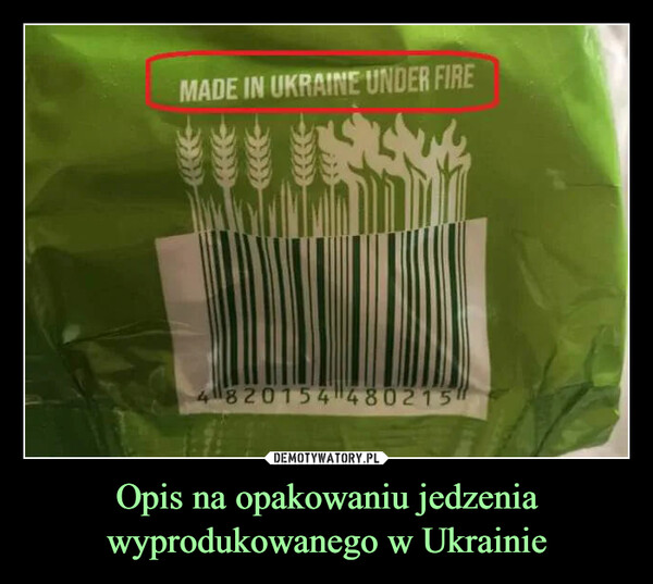 Opis na opakowaniu jedzenia wyprodukowanego w Ukrainie –  