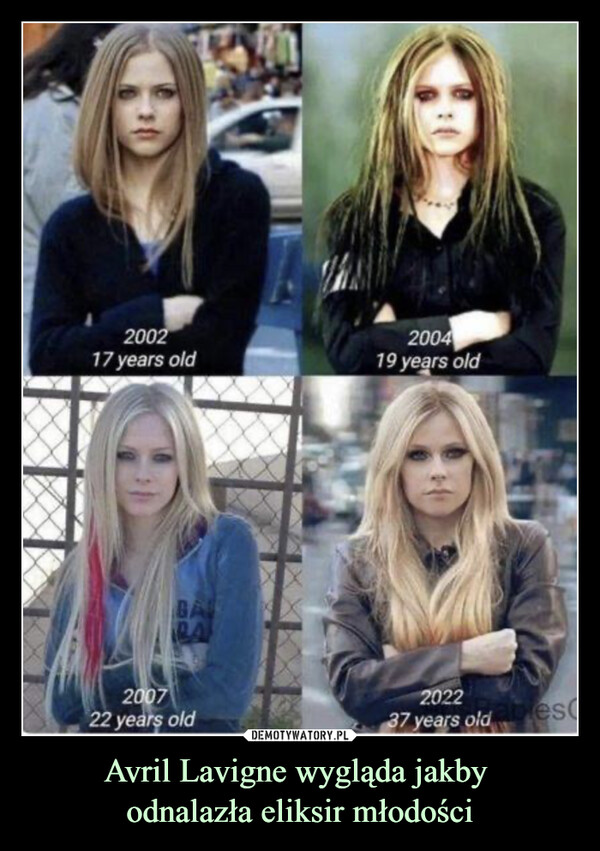 Avril Lavigne wygląda jakby odnalazła eliksir młodości –  200217 years oldPA200722 years old200419 years old202237 years old besc