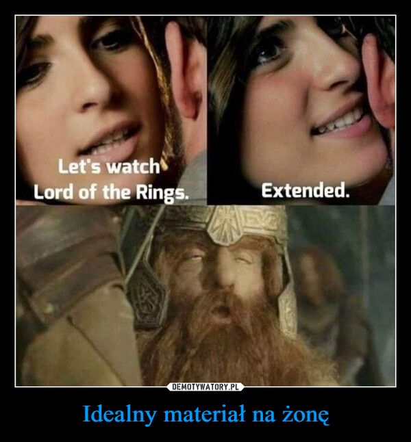 Idealny materiał na żonę –  Let's watchLord of the Rings.Extended.