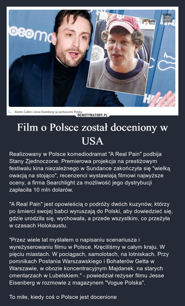 Film o Polsce został doceniony w USA